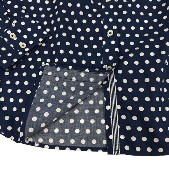 Talbots Womens Navy White Polka Dot button down shirt XS NEW - Picture 8 of 8